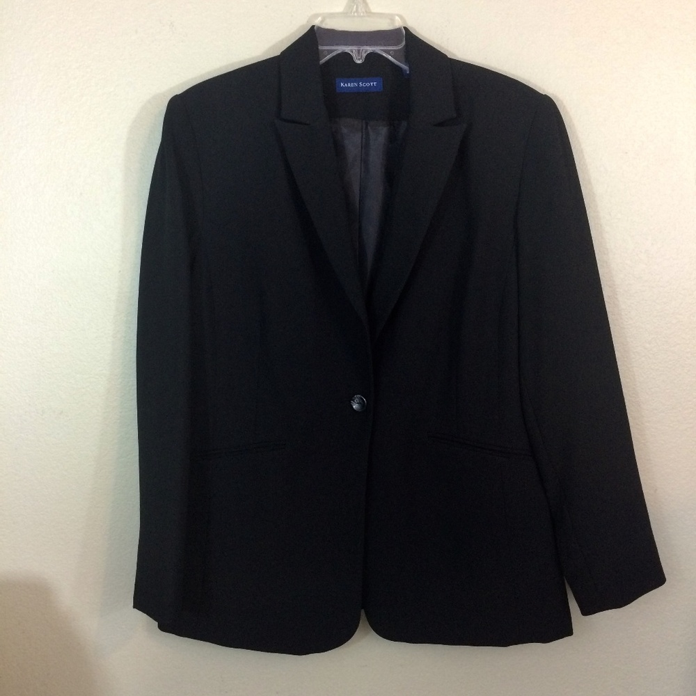 KAREN SCOTT Lined Black Blazer, Size 14